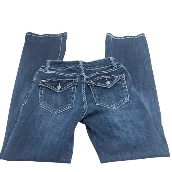 INC International Concepts Curvy Classic Bootcut Jeans White Top Stitch Mid Rise - Picture 5 of 16